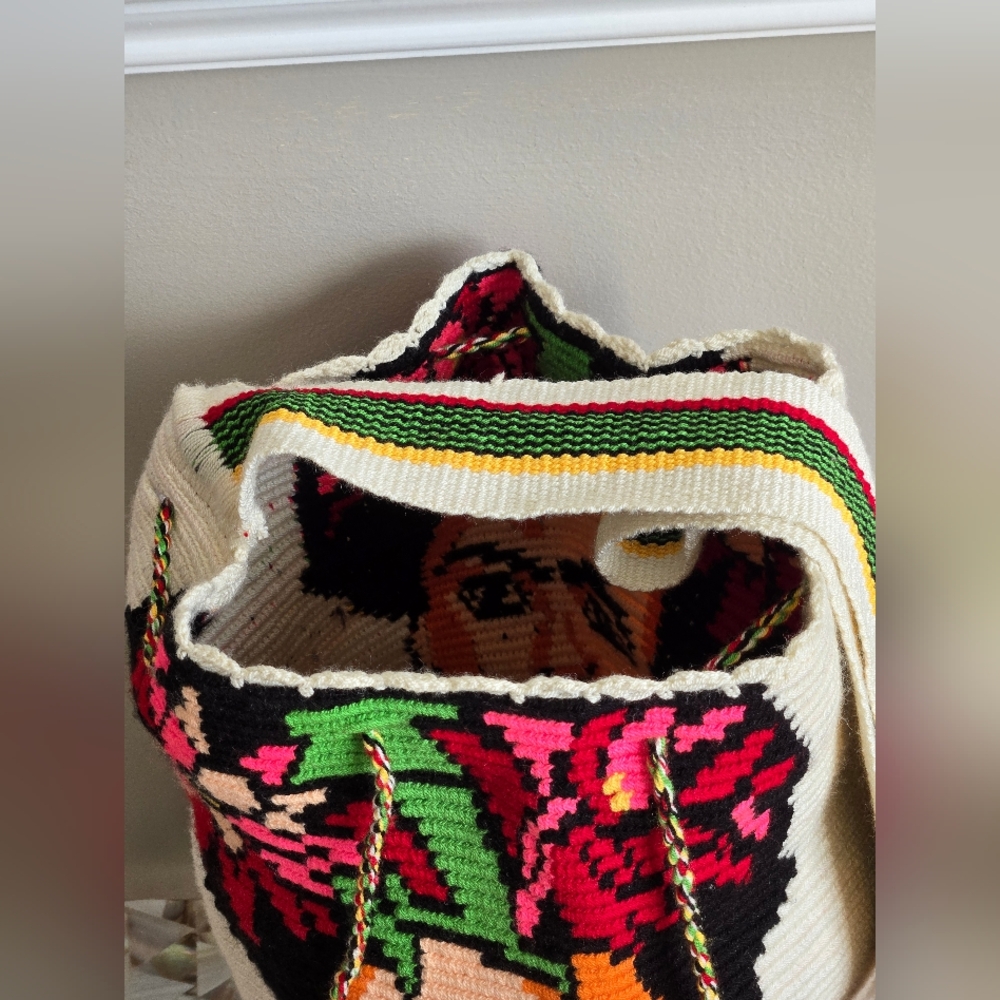 Colorful Frida Kahlo Handmade Woven Bag - Picture 5 of 8